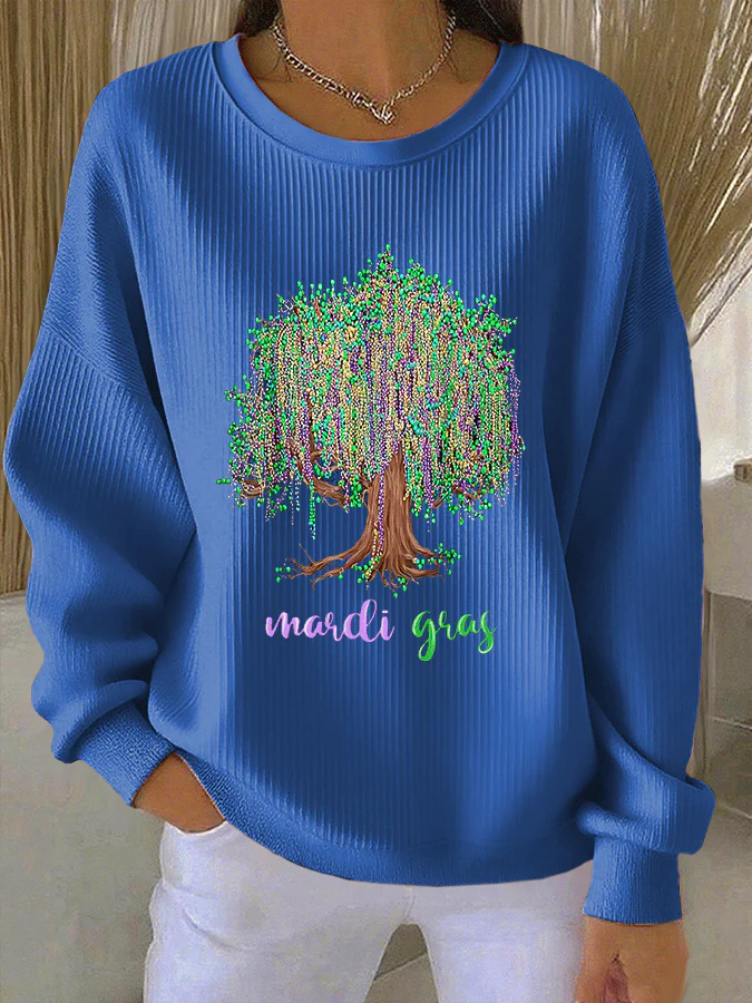 Women's Casual Print Long Sleeve Knit Top - Image 3