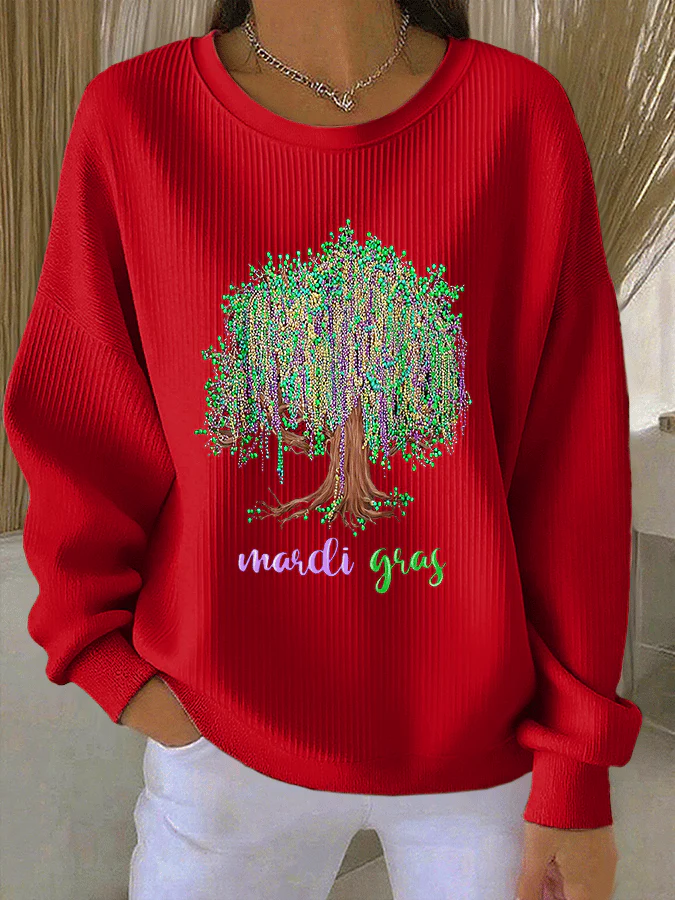Women's Casual Print Long Sleeve Knit Top - Image 4