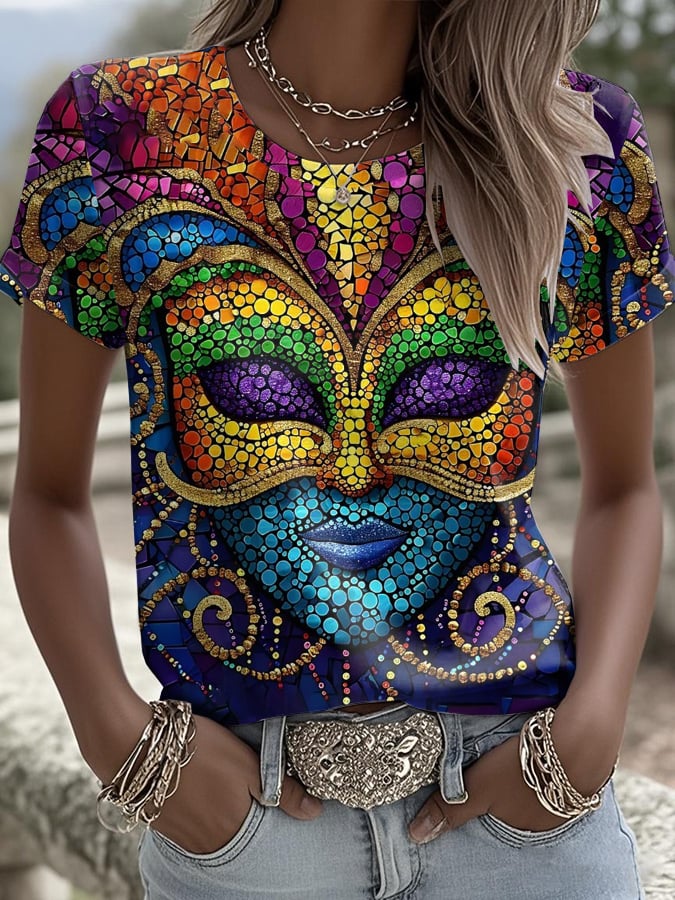 Women'S Casual Print Short-Sleeved T-Shirt