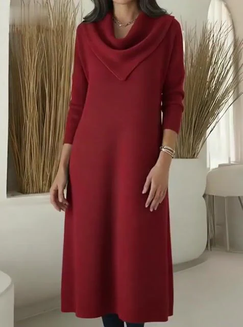 Women'S Casual Solid Color Long-Sleeved Dress - Image 2