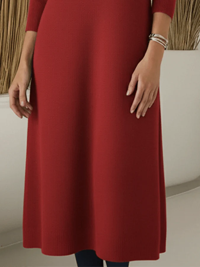 Women'S Casual Solid Color Long-Sleeved Dress - Image 4