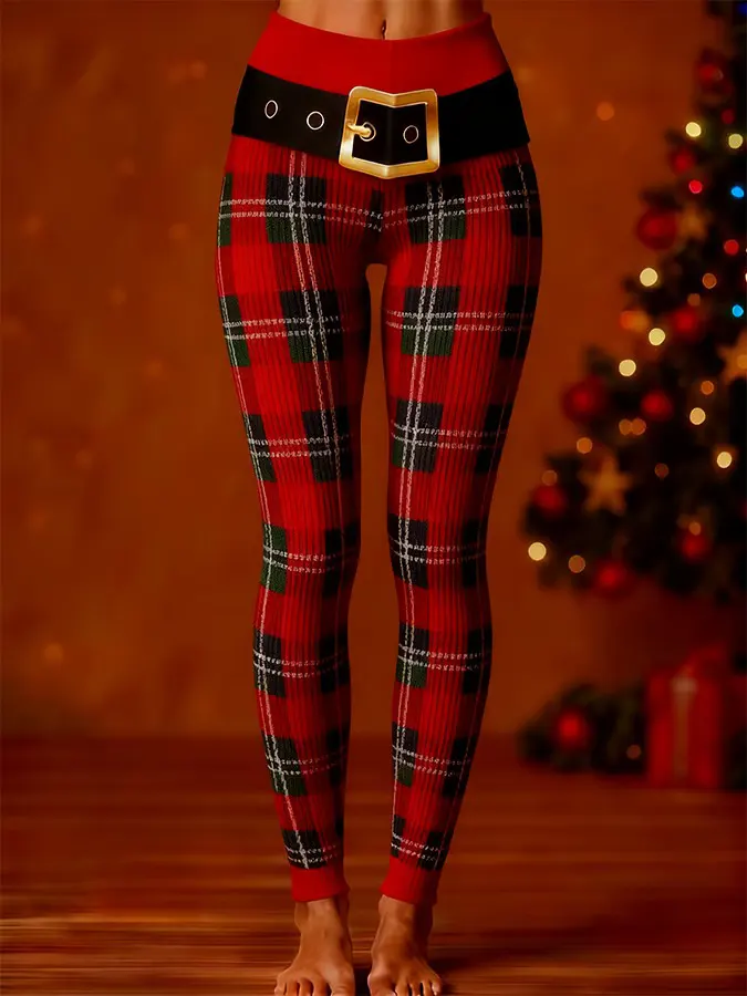 Women's Christmas Art Print Knit Leggings