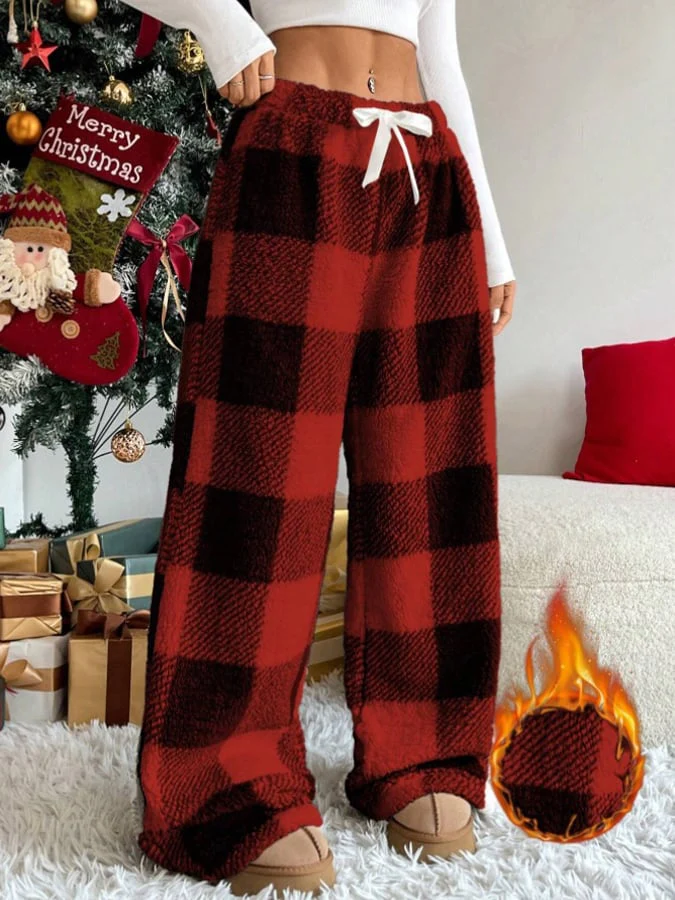 Women'S Christmas Contrast Plaid Straight-Leg Pants - Image 7
