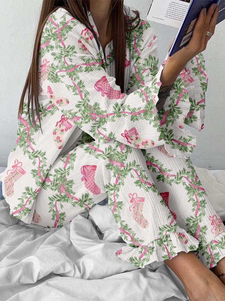 Women's Christmas Knitted Socks Printed Set