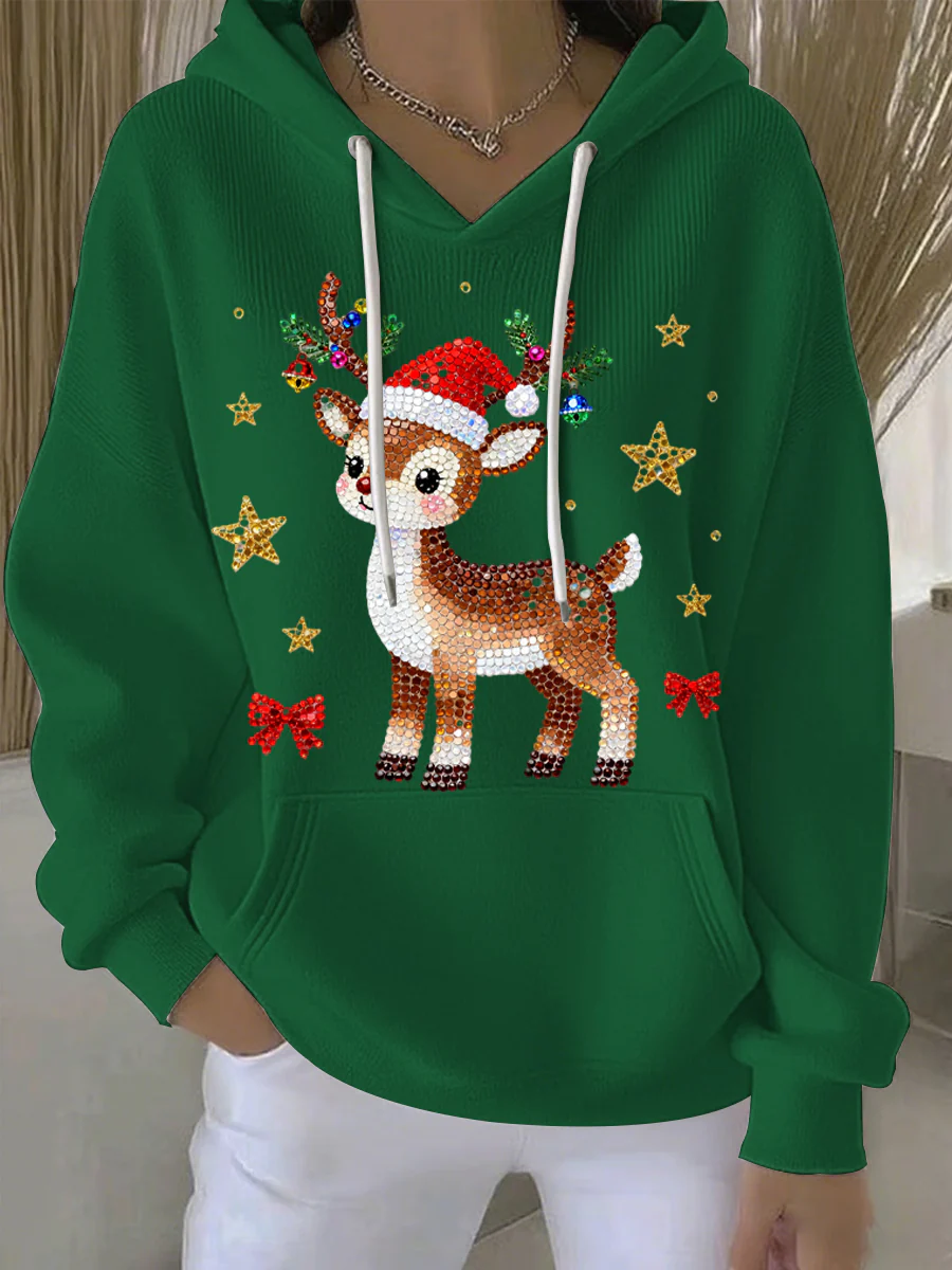Women's Christmas Print Casual Hoodie - Image 5
