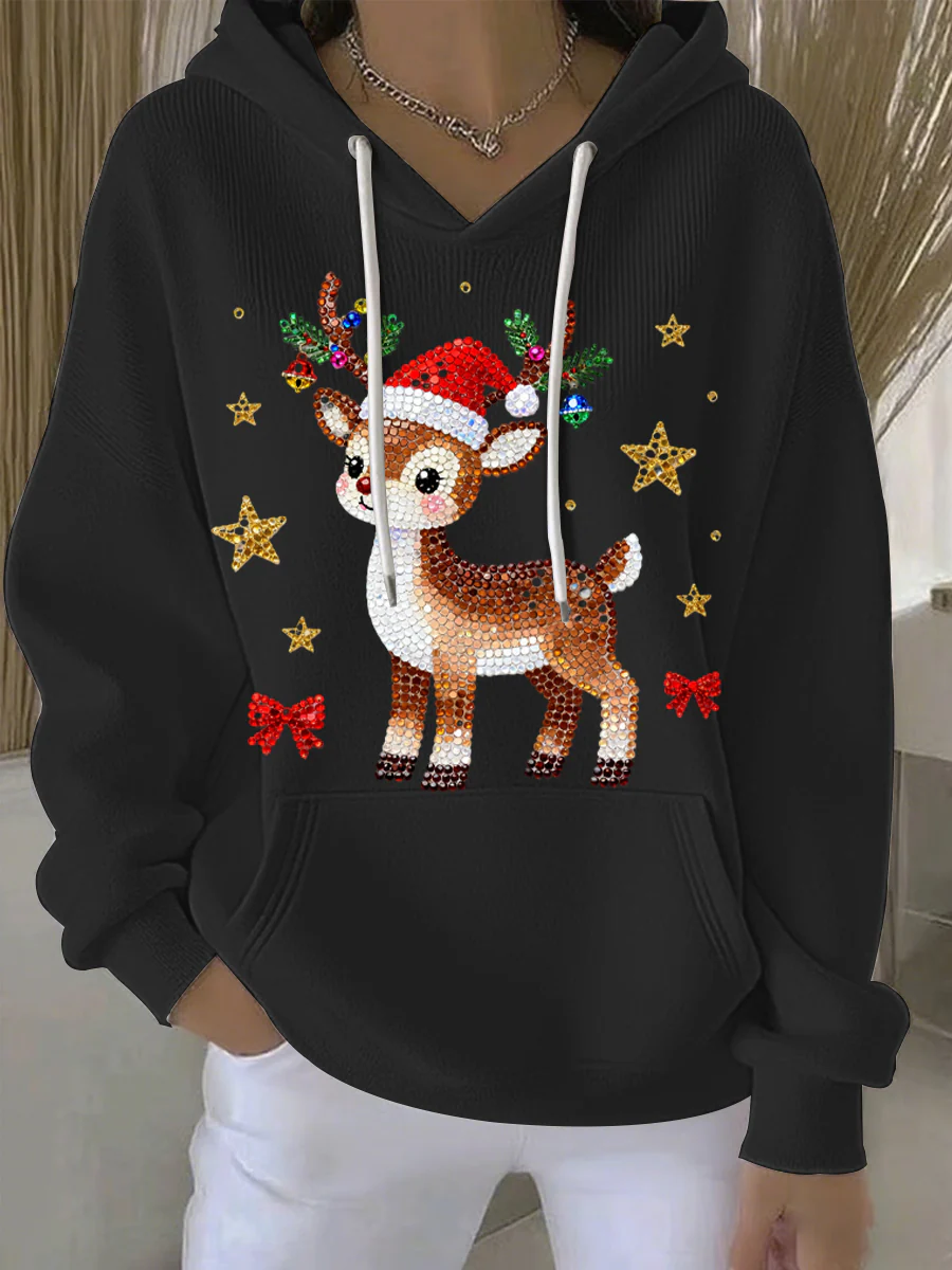 Women's Christmas Print Casual Hoodie - Image 6