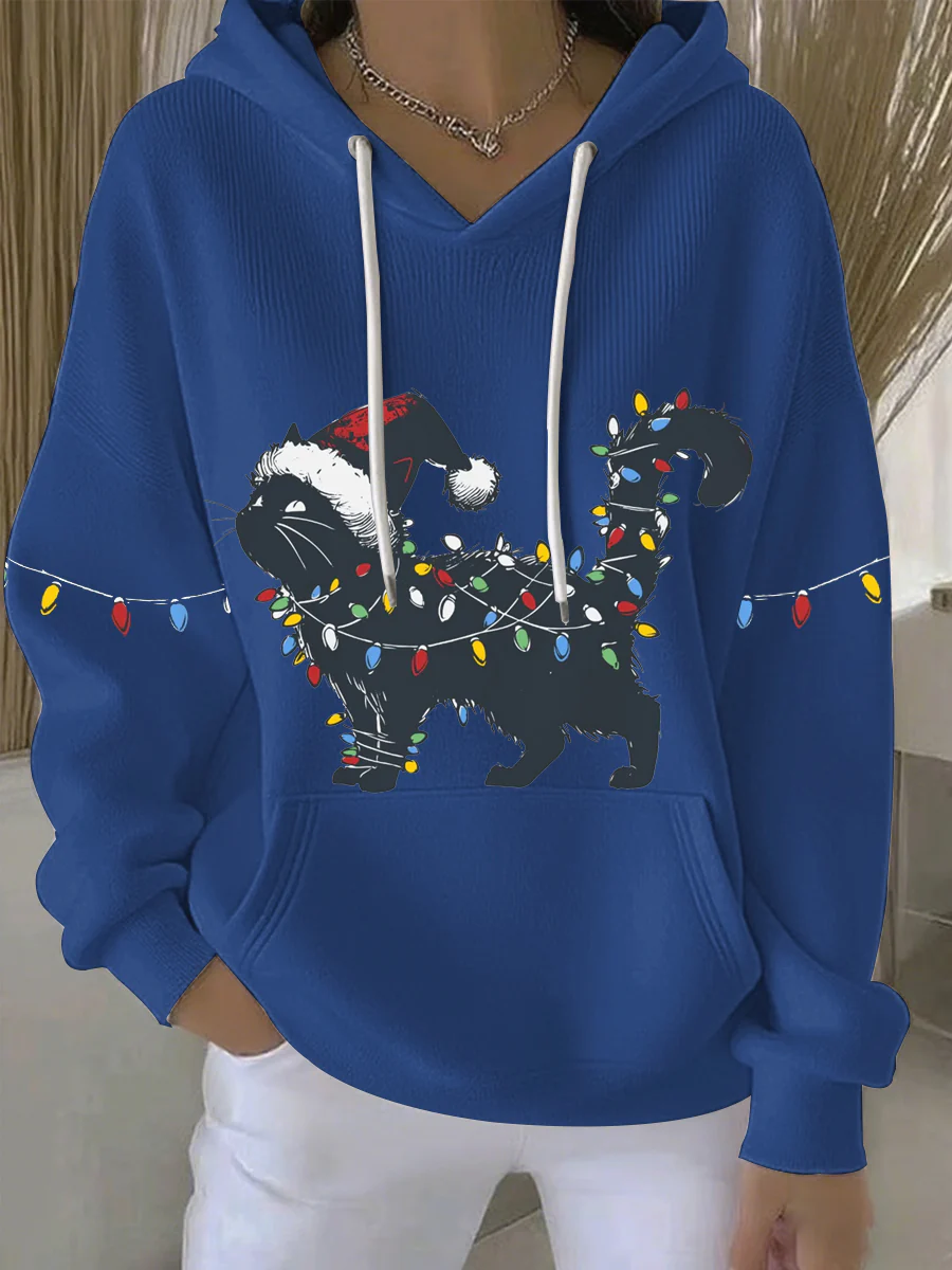 Women's Christmas Print Casual Hoodie - Image 4