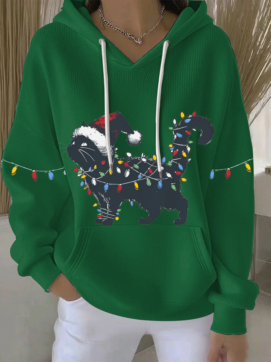 Women's Christmas Print Casual Hoodie - Image 5
