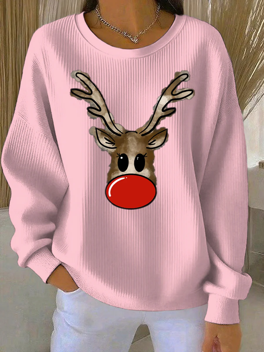 Women's Christmas Print Casual Sweatshirt - Image 5