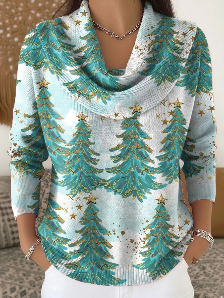 Women's Christmas Print Knit Pullover