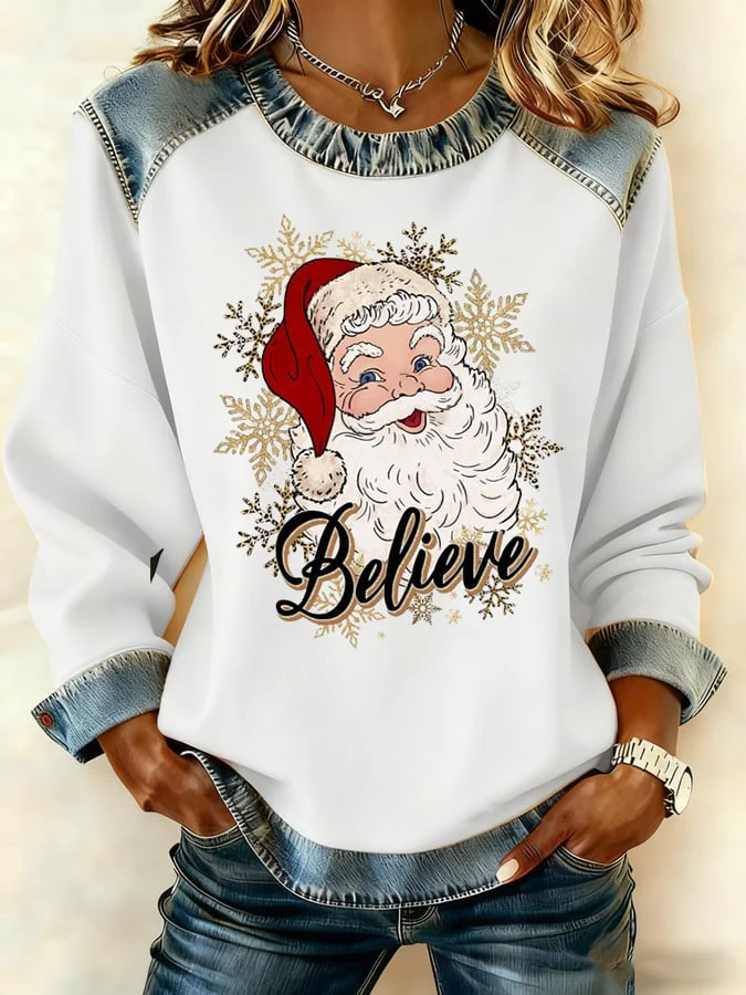 Women's Christmas Print Long-Sleeve Sweatshirt - Image 2