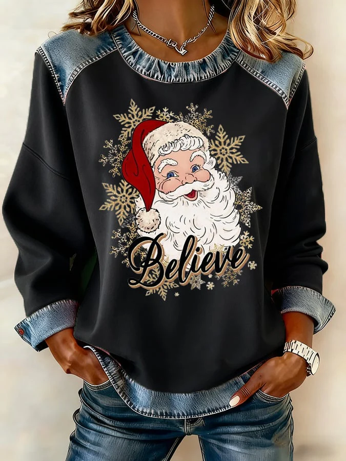Women's Christmas Print Long-Sleeve Sweatshirt - Image 3