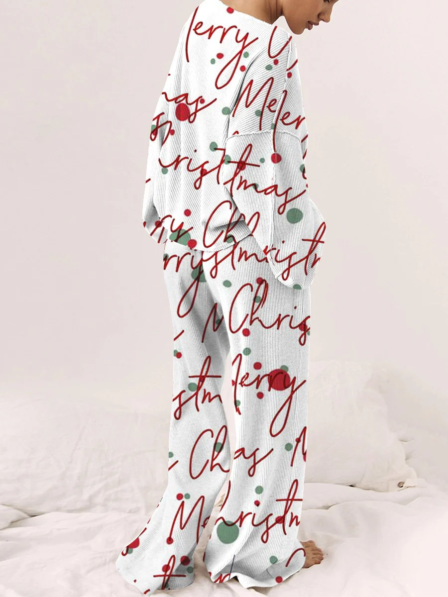Women's Christmas Printed Lounge Long Sleeve Suit - Image 2
