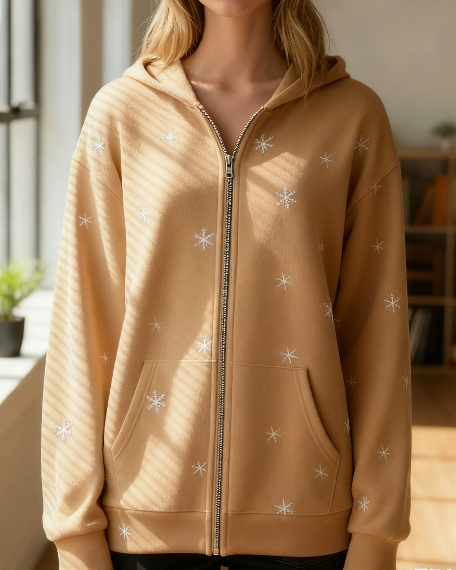 Women's Christmas Zipper Hooded Sweatshirt