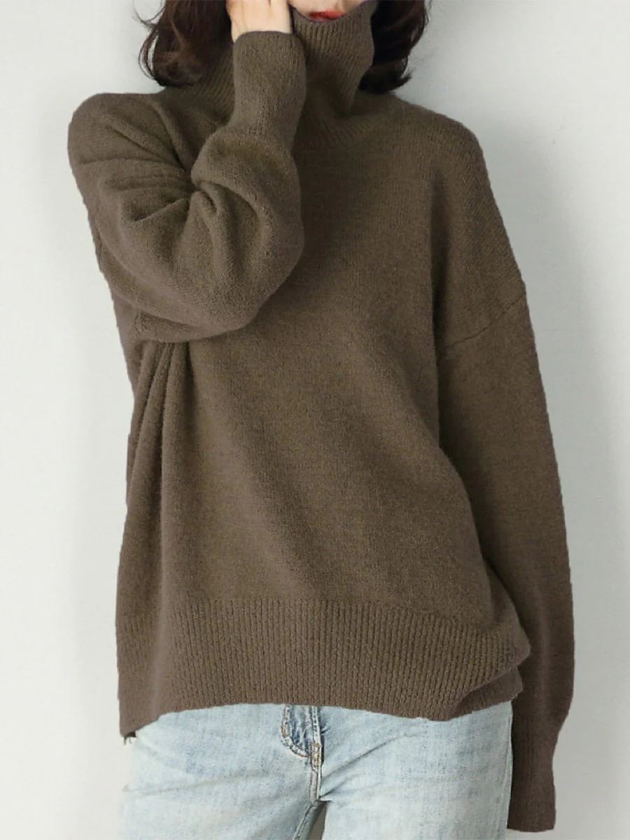 Women's Classic Knit Solid Turtleneck Sweater - Image 2