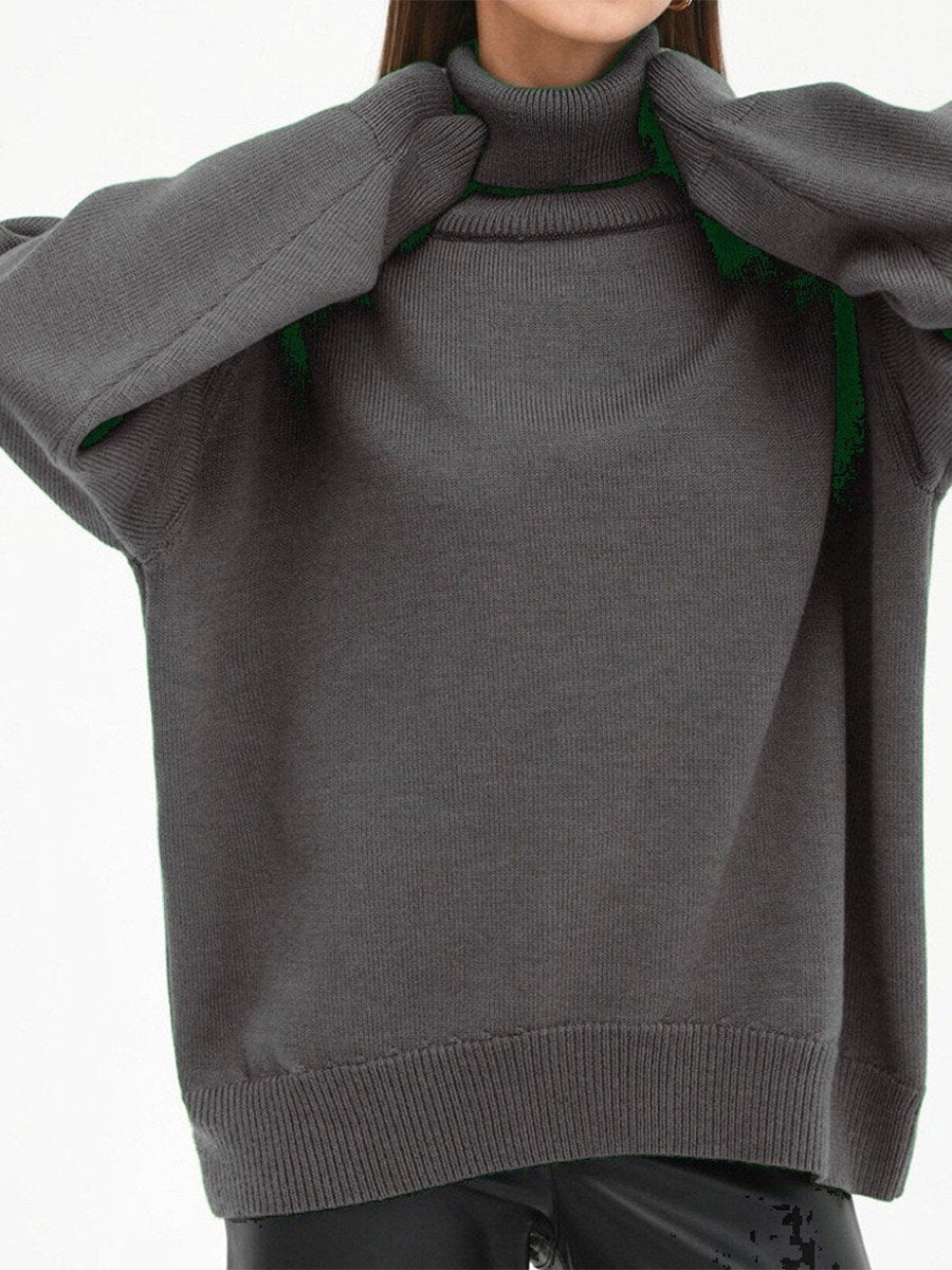 Women's Classic Knit Solid Turtleneck Sweater - Image 4