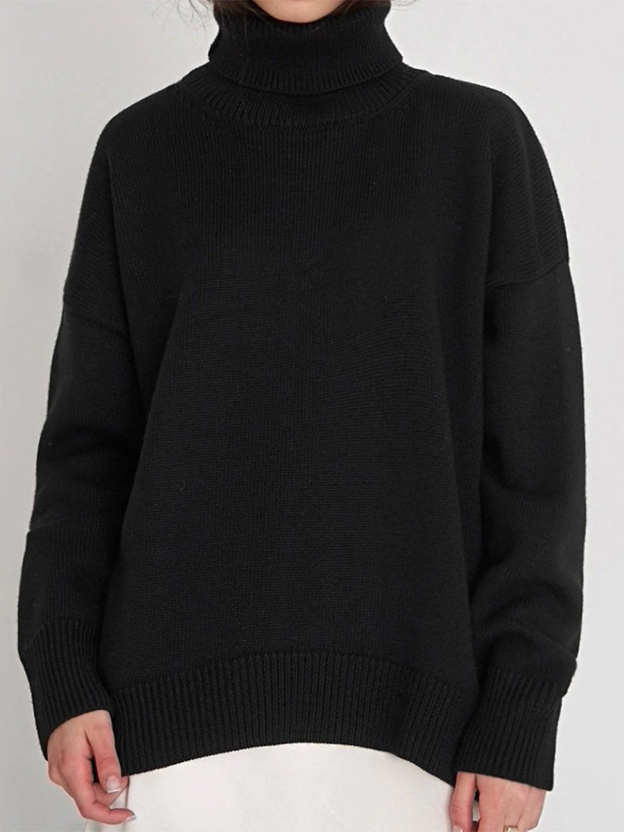 Women's Classic Knit Solid Turtleneck Sweater - Image 5