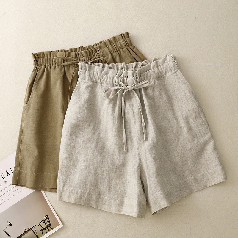 Women's Cotton And Linen Casual Shorts Pants