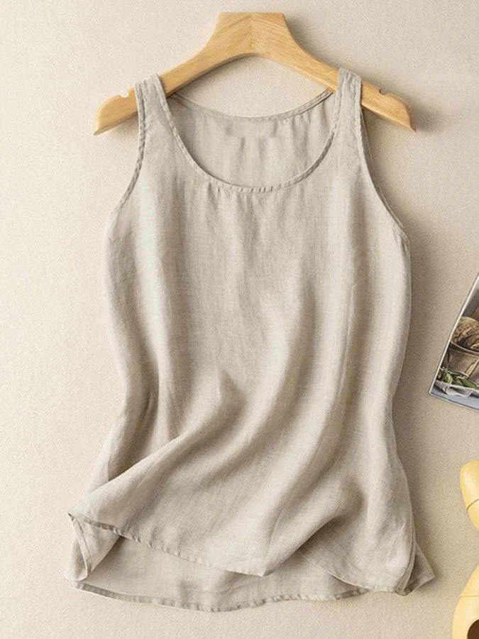 Women's Cotton Linen Sleeveless Casual Vest - Image 3