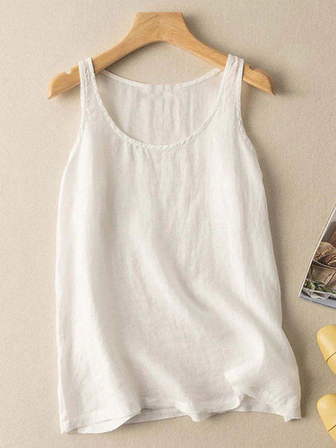 Women's Cotton Linen Sleeveless Casual Vest - Image 4