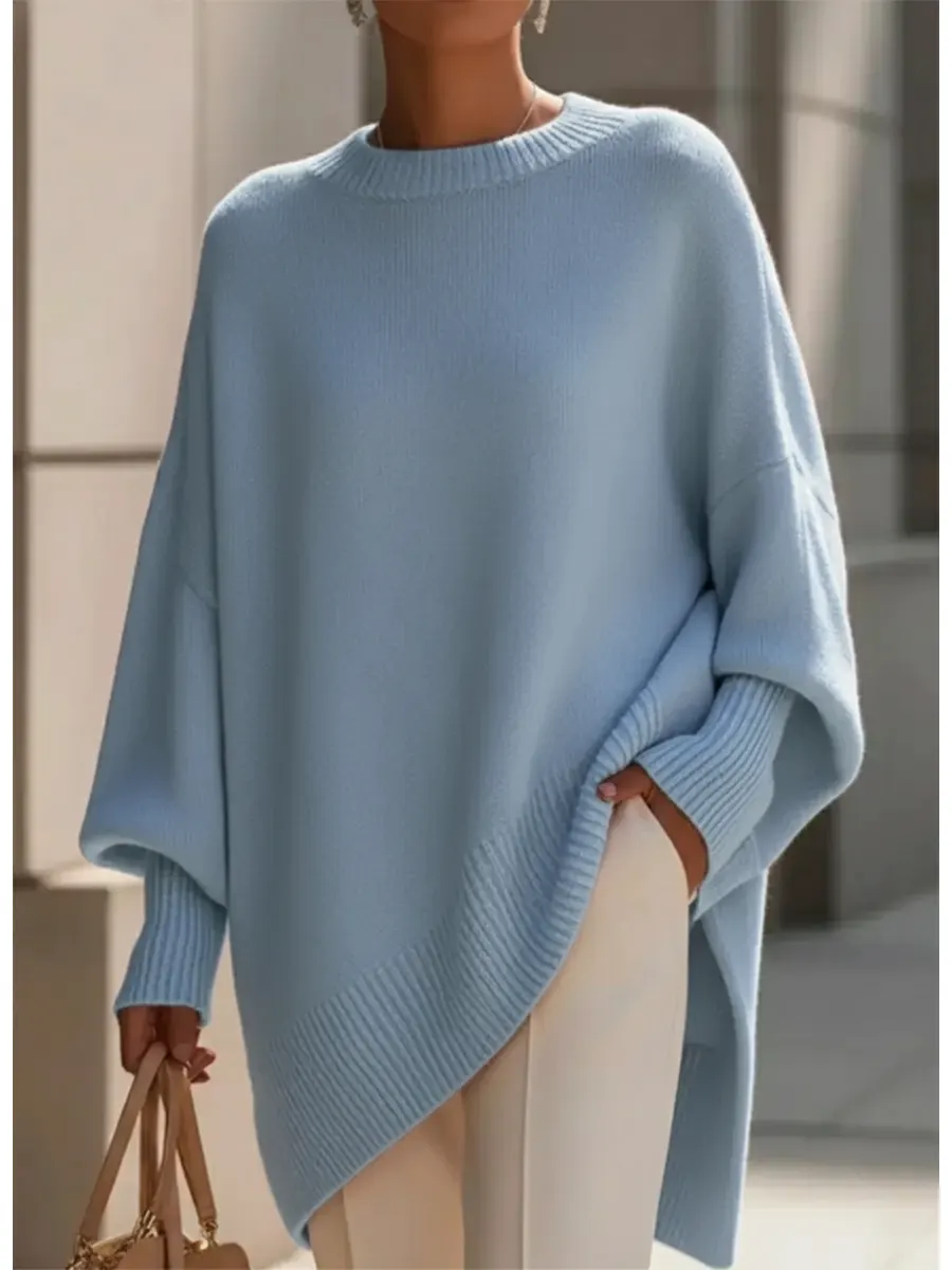 Women's Cozy Loose Asymmetrical Hem Sweater - Image 4