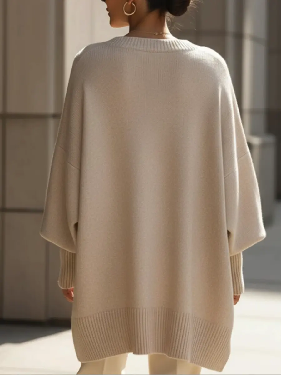Women's Cozy Loose Asymmetrical Hem Sweater - Image 6