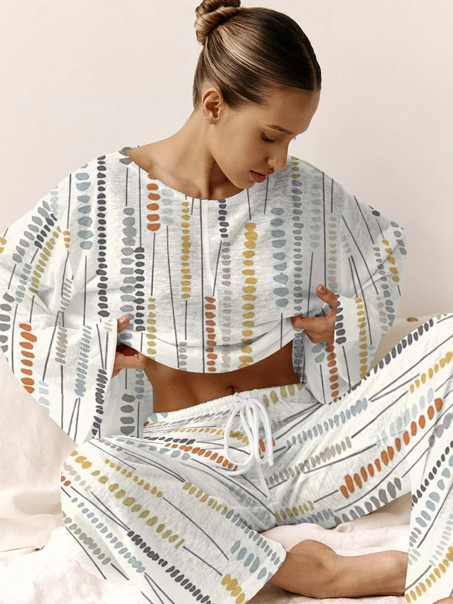 Women's Creative Colorful Striped Cotton Lounge Suit
