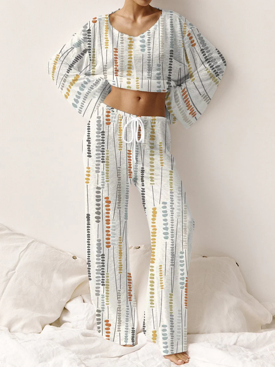 Women's Creative Colorful Striped Cotton Lounge Suit - Image 2