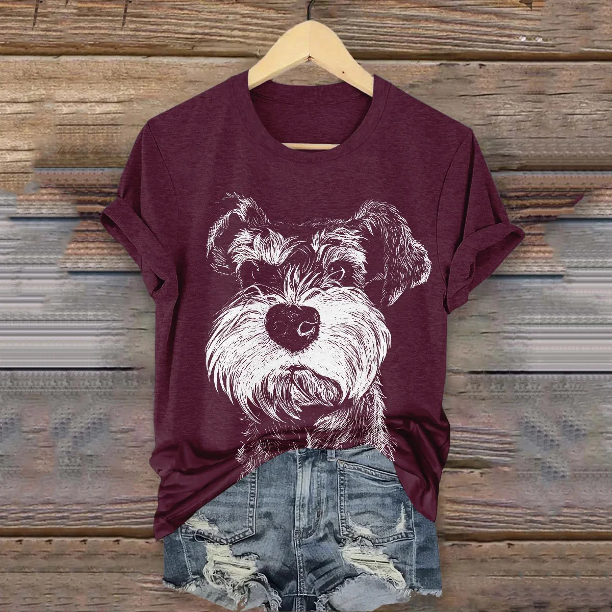 Women's Cute Dog Art Print Casual T-shirt - Image 4