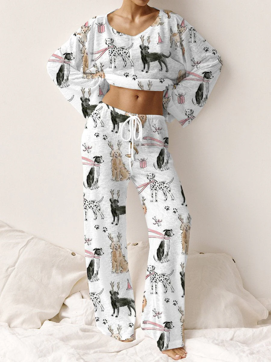 Women's Cute Puppy   Home Clothes Set