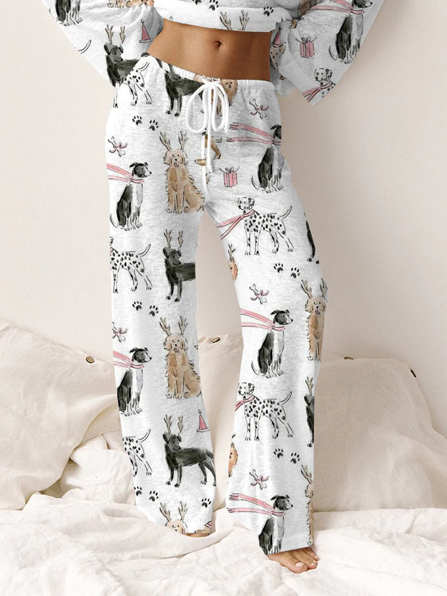 Women's Cute Puppy   Home Clothes Set - Image 2