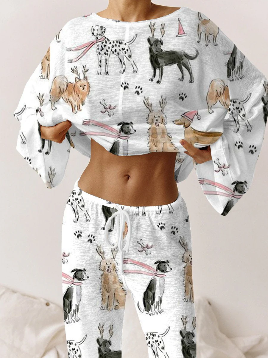 Women's Cute Puppy   Home Clothes Set - Image 3
