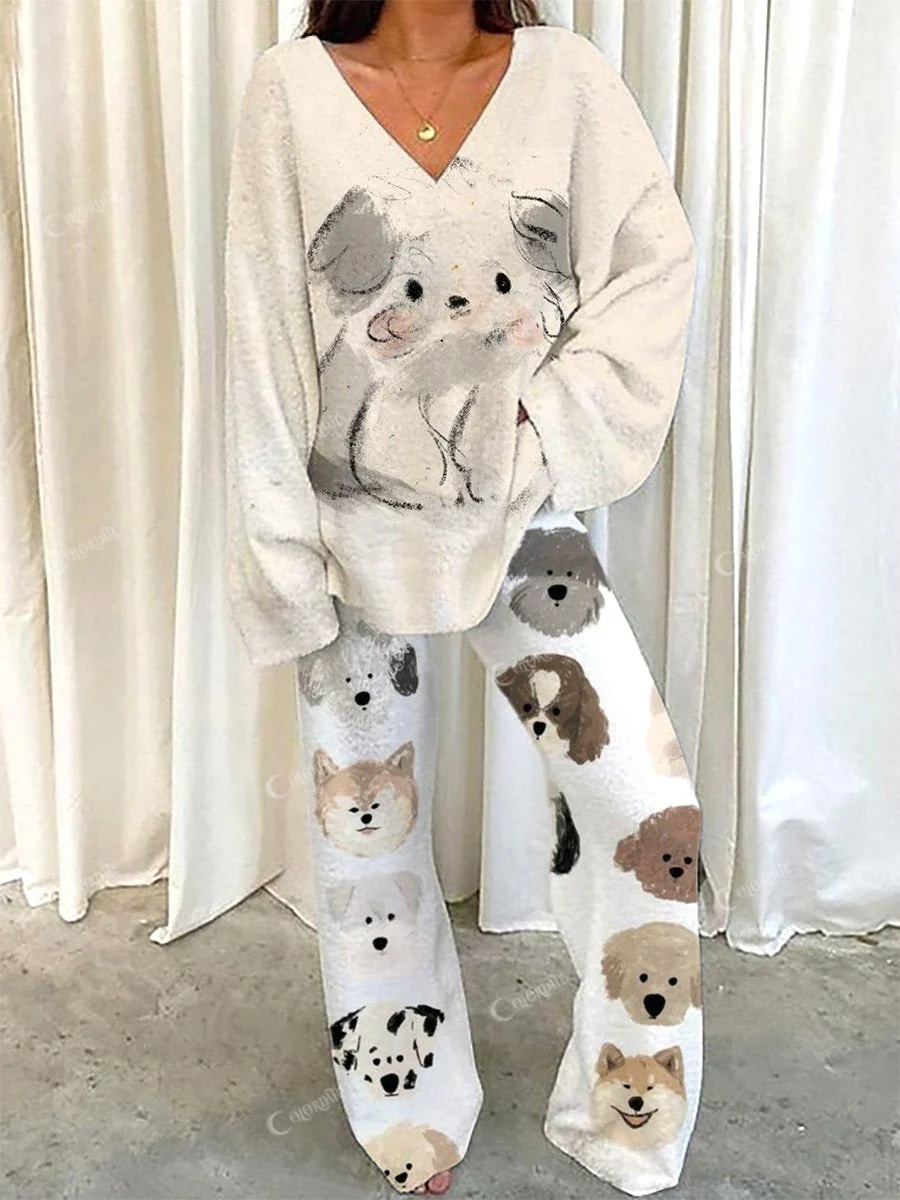 Puppy Dreams Women's Cute Puppy Loungewear Set