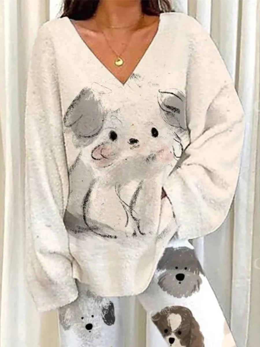 Puppy Dreams Women's Cute Puppy Loungewear Set - Image 3