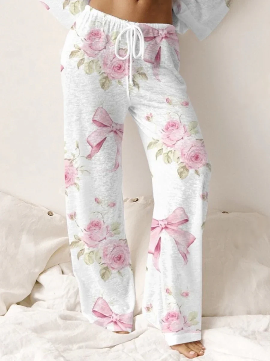 Women's Floral Bow Pajama Set - Image 6