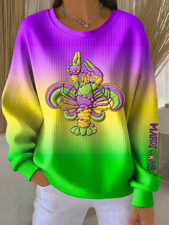 Women's Mardi Gras Crawfish Print Sweatshirt