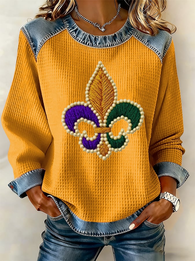 Women's Mardi Gras Design Print Casual Sweatshirt - Image 4