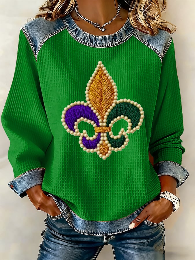 Women's Mardi Gras Design Print Casual Sweatshirt - Image 5