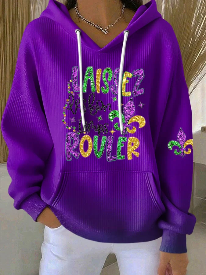 Women's Mardi Gras Laissez Les Bon Temps Rouler Print Hooded Sweatshirt - Image 2