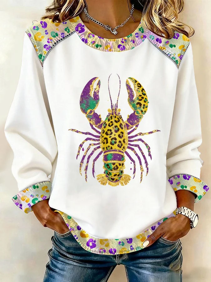 Women's Mardi Gras Print Casual Sweatshirt - Image 2