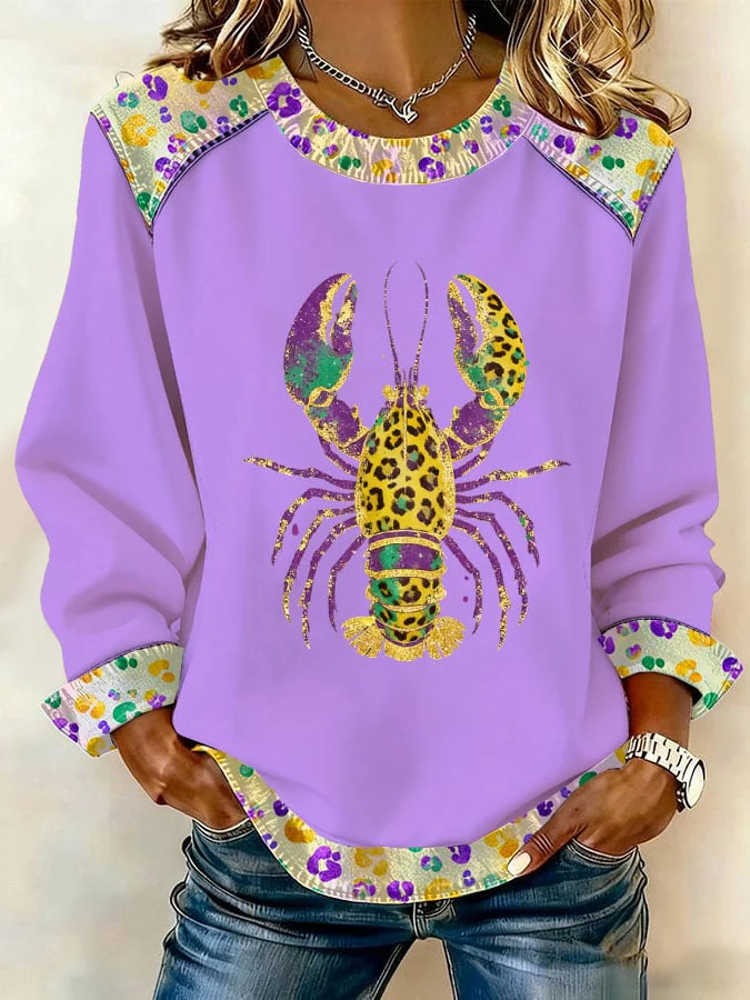 Women's Mardi Gras Print Casual Sweatshirt - Image 3