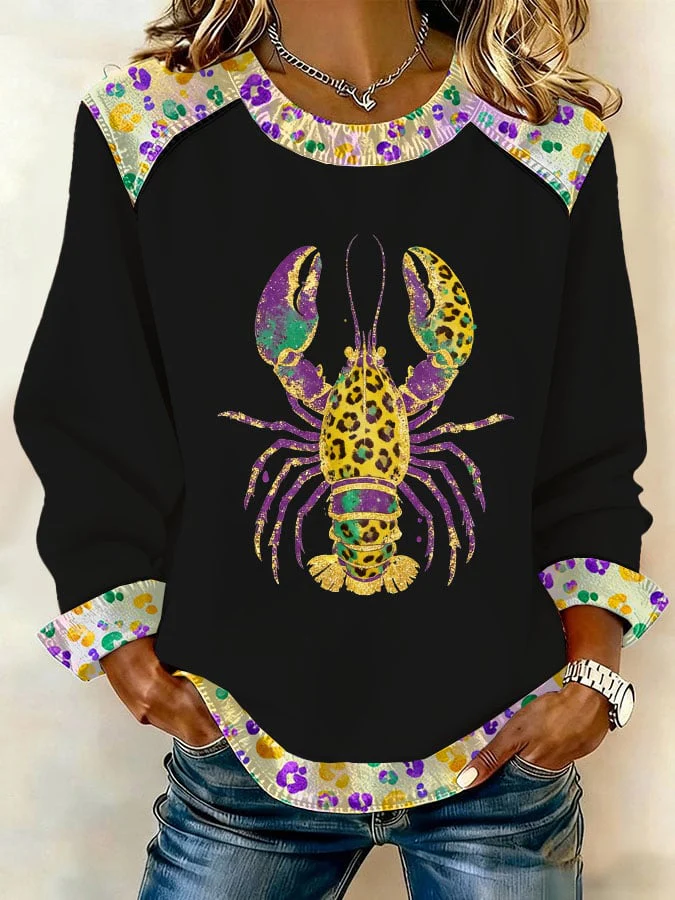 Women's Mardi Gras Print Casual Sweatshirt - Image 4