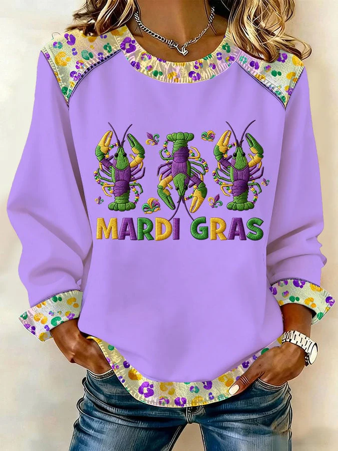 Women's Mardi Gras Print Casual Sweatshirt - Image 2