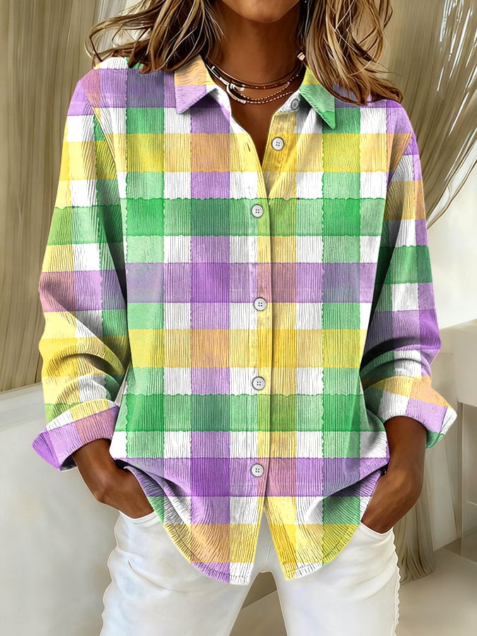 Women's Mardi Gras Print Shirt