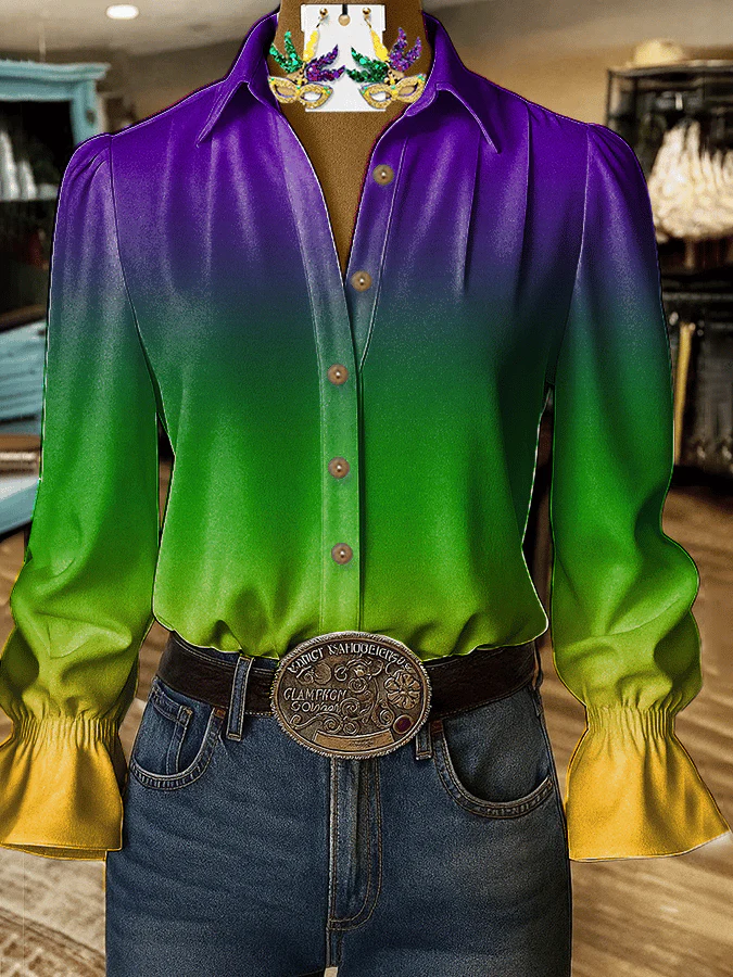 Women's Mardi Gras Print Shirt
