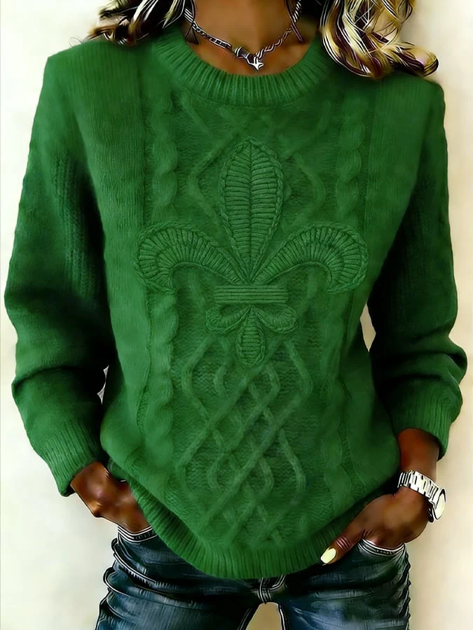 Women's Mardi Gras Print Sweater - Image 3
