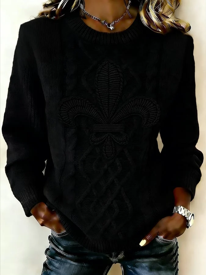 Women's Mardi Gras Print Sweater - Image 4