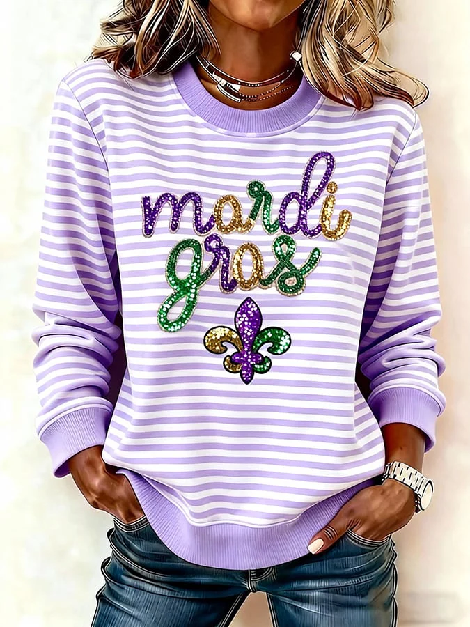 Women's Mardi Gras Print Sweatshirt
