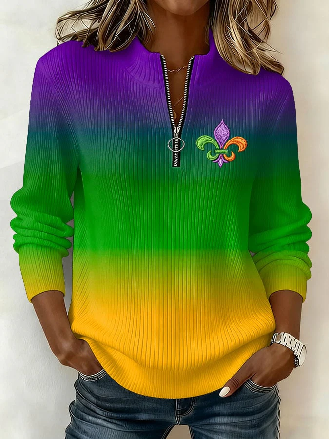 Women's Mardi Gras Print Sweatshirt