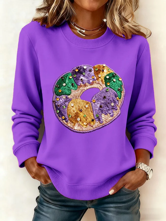Women's Mardi Gras Print Sweatshirt